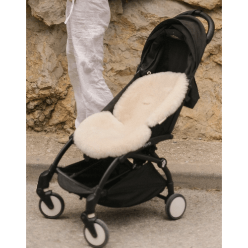BINIBAMBA Milk Sheepskin Buggy Liner - detachable harness