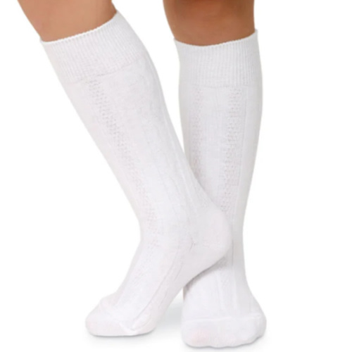Jefferies Cable Knit Knee Socks - White