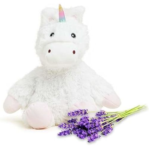 warmies Microwavable & Weighted Stuffed Animals, White Unicorn - Heated Stuffed Animal Plushie for Warmth & Comfort - Cute Soft Plush Toys for Adults & Children (Boys, Girls, Babies & Toddlers)