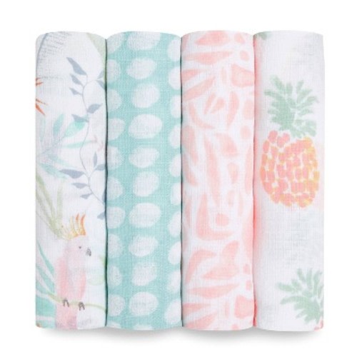 aden + anais essentials Muslin Swaddle Blankets - 4pk, Color: Tropicalia