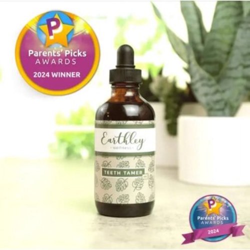 Earthley Wellness Teeth Tamer Soothes Drooling, Gum Discomfort & Irritability, Organic Herbal Formula, Essential Oil Free, Alcohol-Free & Sugar-Free (1oz)