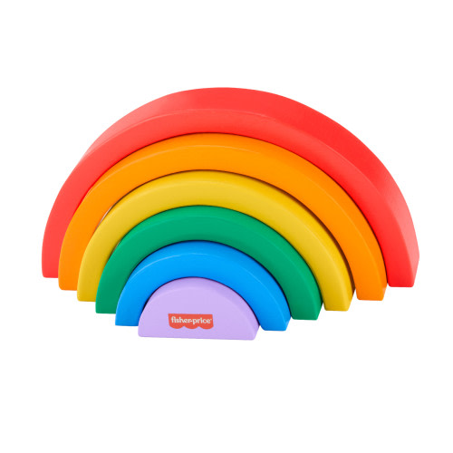 Fisher-Price Wooden Stacking and Nesting Rainbow Building Toy for Toddlers, 6 Wood Pieces, 18 months