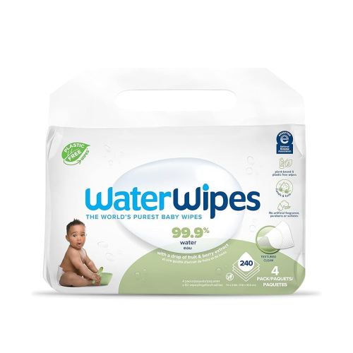 WaterWipes Sensitive+ Baby & Toddler Wipes, 3-In-1 Cleans, Cares, Protects, 99.9% Water, Textured Clean, Unscented & Hypoallergenic, 240 Count (4 Packs)