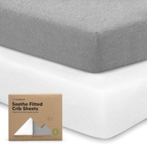 Keababies 2pk Soothe Fitted Crib Sheets Neutral, Organic Baby Crib Sheets, Fits Standard Nursery Baby Mattress (blue Flax)