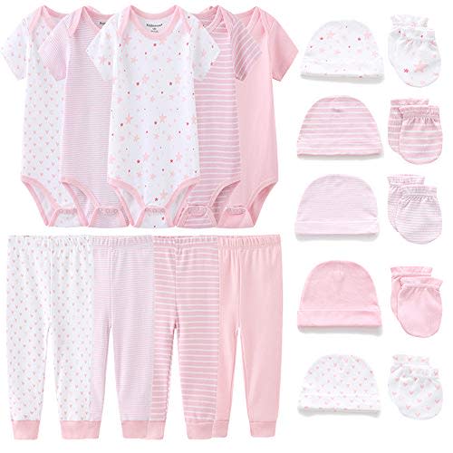 Kiddiezoom Unisex Baby Layette Essentials Giftset Clothing Set 19-Piece For Newborn Baby