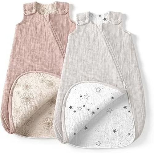 lulumoon Sleep Sack Muslin for Baby: Cotton Wearable Blanket for 3-9 Months - Soft Lightweight Ideal for Nursery Lounge Nighttime Naptime
