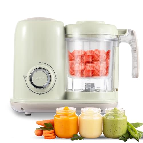 AMZBABYCHEF Baby Food Maker, 4 in 1 Baby Food Processor and Steamer, Puree Blender, Multifunctional Baby Puree Maker, Dishwasher Safe (Green)