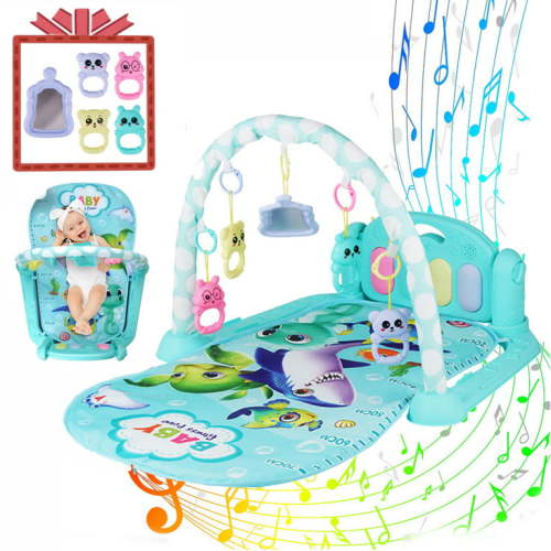 Baby Play Mat 3 in 1 Baby Activity Play Mat Infant Play Gym Kids Musical Play Crawling Mat Best Gift for Baby Boy and Girl, Green