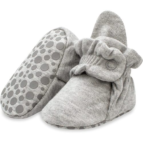 Zutano Unisex Organic Cotton Baby Booties With Gripper Soles, Soft Sole Stay-on Baby Shoes