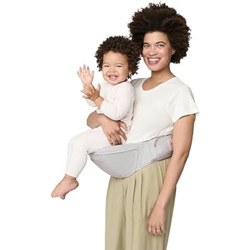 Ergobaby Ergonomic Baby Carrier Hip Seat with Storage, Comfortable Wide Waistbelt and Lumbar Support (7-45 lb) from The Brand Leader in Carriers, Lift Hip Seat, Pearl Grey