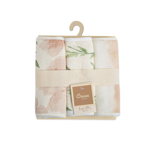 Parker 3-pc. Burp Cloths | Muslin - Crane Baby