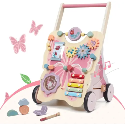 Giant bean Wooden Baby Walker for Boys and Girls, Butterfly Push and Pull Learning Activity Walker, Baby Push Walker Toys Develops Motor Skills & Stimulates Creativity…