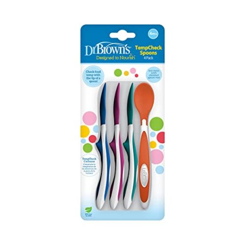 Dr. Brown's Designed to Nourish TempCheck Spoons, 4-Pack, Blue - 4 Pack, TempCheck Spoons, Mixed Colors