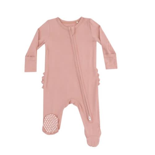 2 Way Zipper Ruffle Back Footie - Solid Mellow Rose – Angel Dear