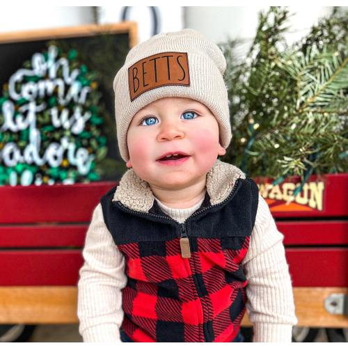 Custom Baby Hat with Name | Personalized Toddler Beanie Kids,Child,Infant,Newborn, Monogrammed Baby Gift | Neutral Knitted Beanie | Winter