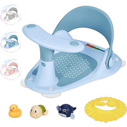 Baby Bath Seat, sit me up Floor seat for Baby,with Thermometer sit up Bathtub seat for Baby, Non-Slip Toddler Bath Seat for Baby, Baby Bathtub Baby Bath Seats 6-12 Months (Blue)
