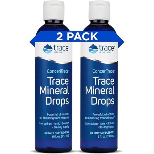 Trace Minerals ConcenTrace Trace Mineral Drops - Liquid Supplement for Bone & Joint Support - Aids Hydration & Electrolyte Restoration - Unflavored, 8 fl oz (192 Servings)
