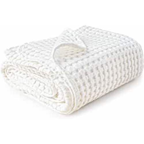Konssy Waffle Baby Blankets, Nursery Blankets for Boys Girls, Swaddle Blankets Neutral Soft Lightweight Toddler and Kids Throw Blankets(White)
