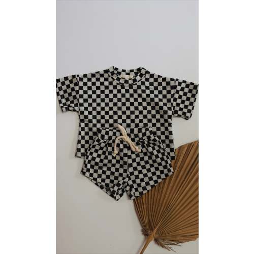 Short Set | Black & Grey Checkerboard