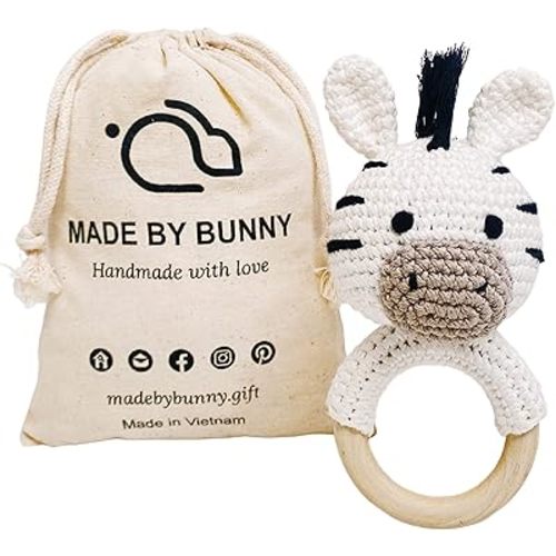 Bunny Zebra Toy, Handmade Plaything for Young Children, Rattle Toy with Strict Quality Testing Process., Multicolored