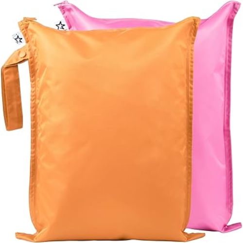 Tiny Twinkle Mess-proof Wet Bags 2 Pack Waterproof and Washable Bag for Travel storage, Stroller, Daycare, Baby Diapers, Yoga, Beach, Pool, Wet Toddler Swimsuits (Sweet Treat)