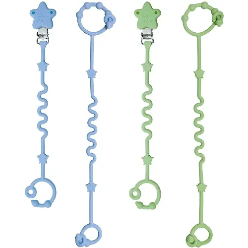 Toy Straps for Baby,RTMOK 4pcs Silicone Setpacifier Clip,Applies to Car Seat Toy,Teether Toy,High Chair,Stroller Accessories,Baby Toy Clips,Cribs,Rocking Chair,Silicone Pacifier Clip(Blue and Green)