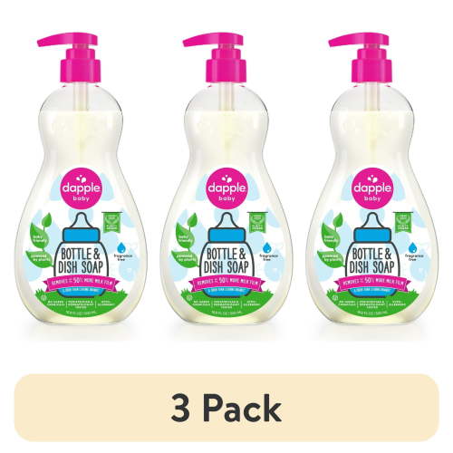 (3 pack) Dapple Baby Bottle and Dish Soap for Baby Products, Fragrance-Free, 16.9 fl oz
