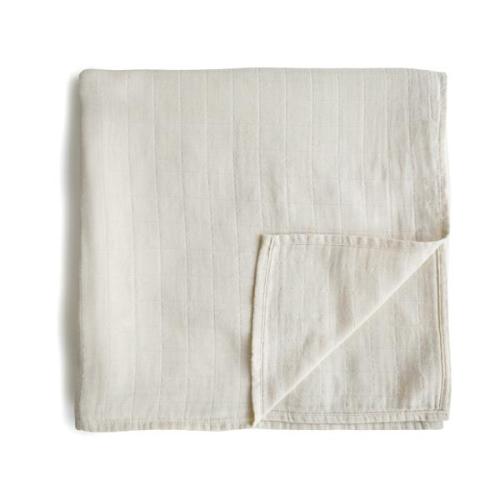 Mushie Muslin Swaddle Blanket Organic Cotton (Fog)