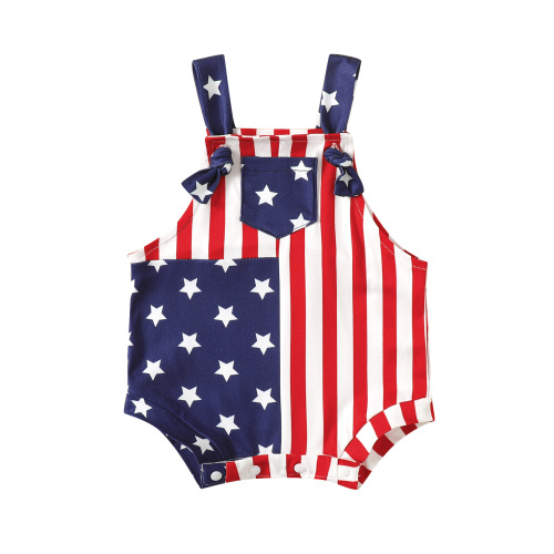 Newborn Baby Boy Girl American Flag Overalls Adjustable Straps 4th of July Romper Infant Independence Day Outfits
