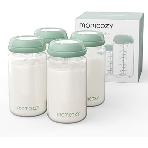 Momcozy Natural Baby Bottle, 11oz Wide-Neck Breast Milk Container, BPA-Free Plastic, Compatible with Momcozy Breast Milk Cooler