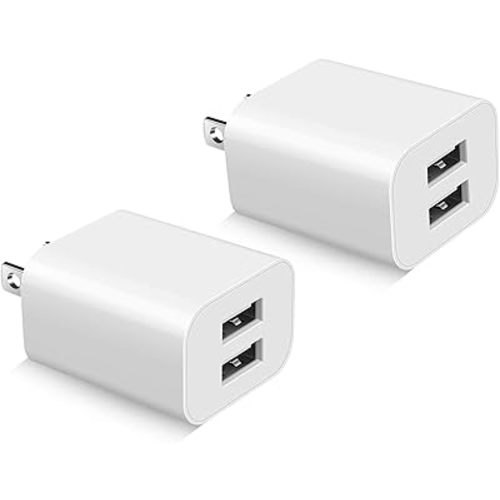 USB Wall Charger Block 2Pack Dual Port Cube Plug Power Charging Adapter Brick for Apple,for iPhone 16/17/Air/15/14/13/12/XS Max/XR/X/8/8 Plus/7/6,foriPad Mini/Air,for Samsung,for Kindle Fire,for LG