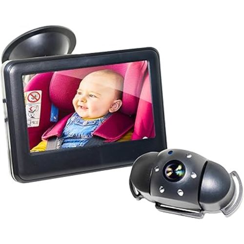 Baby car seat mirror camera - BabyCam 4.3" LCD Rear Seat Mirror - Wide-Angle Camera & Night Vision - Easy Plug & Play Install - Safe Baby Monitoring in Car - Maxi Baby