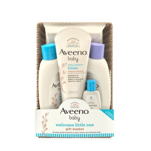 Aveeno Baby Welcome Little One Essentials Skincare Gift Set Includes Wash, Lotion & Wipes - 5ct