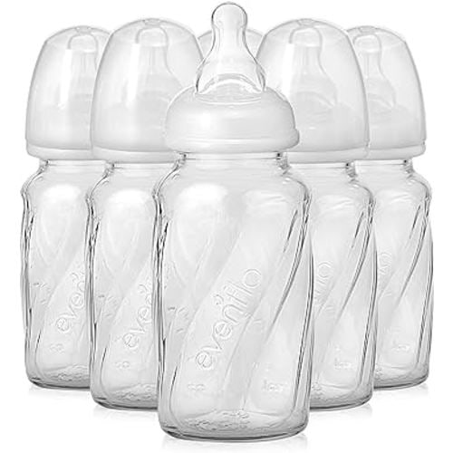 Evenflo Feeding Glass Premium Proflo Vented Plus Bottles for Baby, Infant and Newborn - Helps Reduce Colic - Clear, 4 Ounce (Pack of 6)