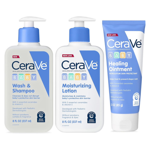 CeraVe Baby Bath Set, 8oz Wash & Shampoo + 8oz Moisturizing Lotion + 3oz Healing Ointment, Fragrance, Parabens, Phthalates, & Tear Free Baby Bath Essentials