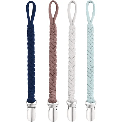 BBHLIFE Pacifier Clips for Baby boy, 4 Pack BPA Free Pacifiers Holders Leashes for Teether Toy or Soothie, Fits All Pacifiers Baby Teething Toys