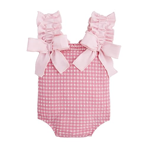 Mud Pie Baby Girl's Children's Pink Crinkle Check 1Pc 6-9M