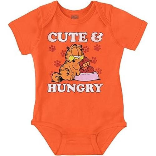 Brisco Brands Garfield Cartoon Cute and Hungry Baby Bodysuit Jumper Girls