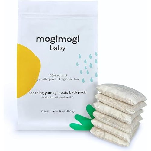 Organic Oatmeal Bath Soak for Baby, Kids & Sensitive Skin – Economy 15 Packs – Washes & Soothes Eczema, Diaper Rash, and Dry Itchy Skin – 100% Natural & Fragrance-Free – Made in USA by MogiMogi Baby