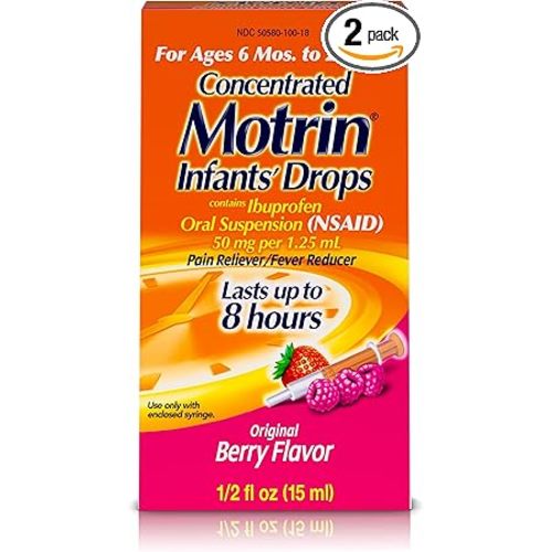 Infants' Motrin Concentrated Drops, Fever Reducer, Ibuprofen, Berry Flavored, 0.5 Oz, 2 Pack