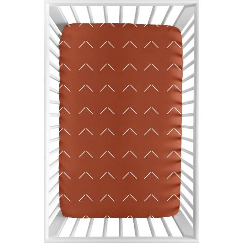 Sweet Jojo Designs Boy or Girl Gender Neutral Unisex Baby Fitted Mini Crib Sheet Diamond Tuft Orange and Off White