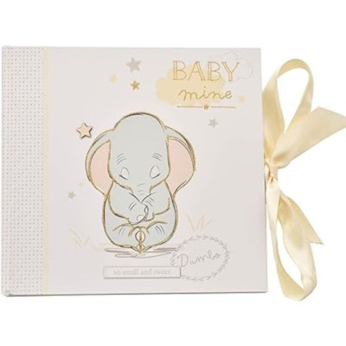 Happy Homewares Magical Beginnings Photo Album with Baby Mine Dumbo Image Cover - Holds Fifty 4" x 6" Photos - Officially Licensed