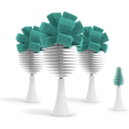 Nanobebe Baby Bottle Cleaner Replacement Heads - for E-Brush Electric Rechargeable Bottle Cleaning Brush and Flexy Brush in Gift Sets, for Baby Accessories, Pacifiers, and Sippy Cups - 4pk, Teal