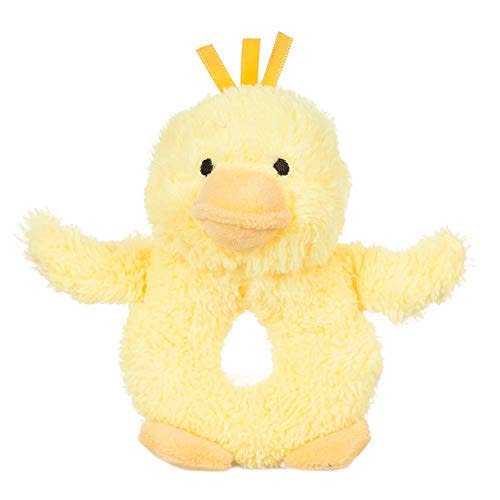 Apricot Lamb Baby Duck Soft Rattle Toy, Plush Stuffed Animal for Newborn Soft Over 0 Months (Duck, 6 Inches)