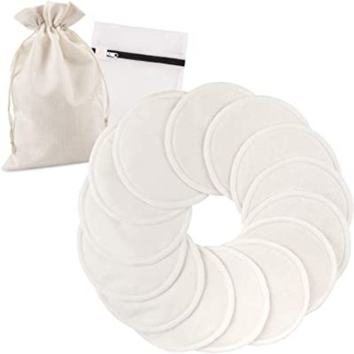 PHOGARY 14PCS Washable Nursing Pads, Reusable Organic Bamboo Breast Pads with Laundry Bag and Storage Bag - Soft, Absorbent, Hypoallergenic, Eco Pads for Breastfeeding