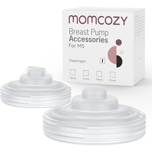 Momcozy M5 Smart APP Controlled Wearable Breast Pump, Hands-Free Wireless Electric Pump, 3 Modes 9 Suction Levels, BPA-Free, Portable Lightweight, 24mm Flange, 2-Pack Quill Gray