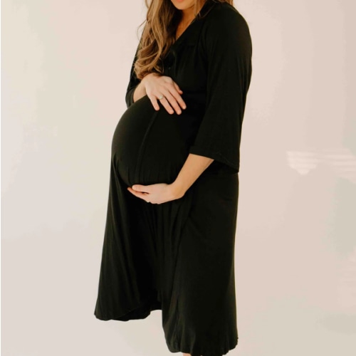 Lila Labor & Postpartum Gown in Black - Full Figure