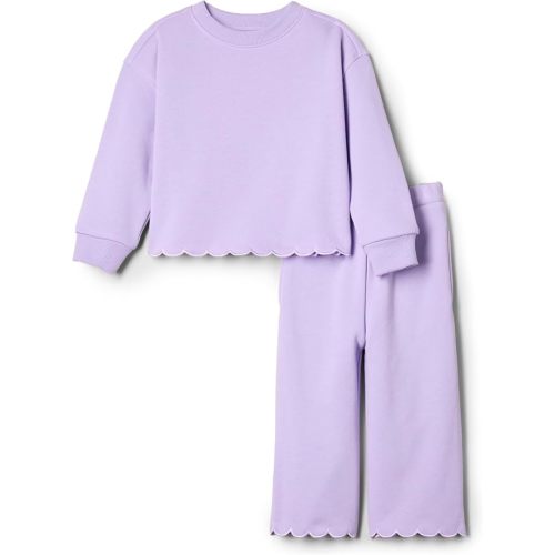 Amazon Essentials x Sofia Grainge Toddlers and Baby Girls' French Terry Sweatshirt Pant and Top Set