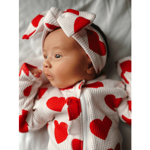 Organic Waffle Knot Bow, Red Heart