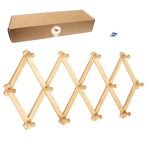 Amazon.com: AMAPON Accordion Style Expandable Wall Wooden Coat Rack 13 Hooks (Pegs) Hang Hats Jackets Coffee Mug Purses Necklaces Towels Cap Leash Scarves Data Line Kitchenware : Home & Kitchen